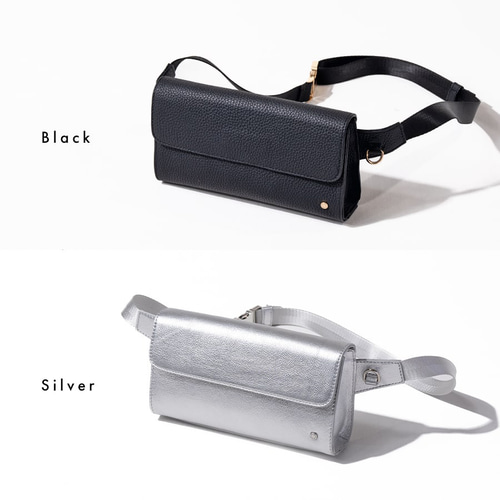 本革 ウエストバッグ ポーチ スマホショルダー 軽量 小さめ シルバー
