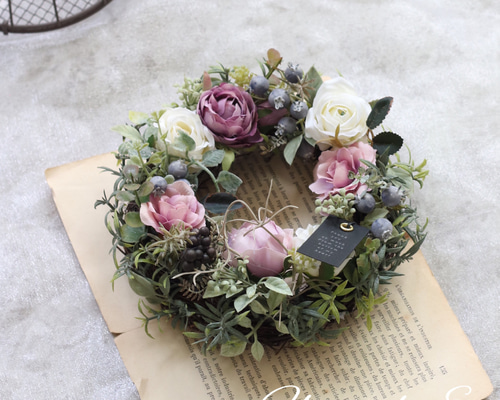 アーティフィシャルフラワー リース 20センチ リース Fleur de E