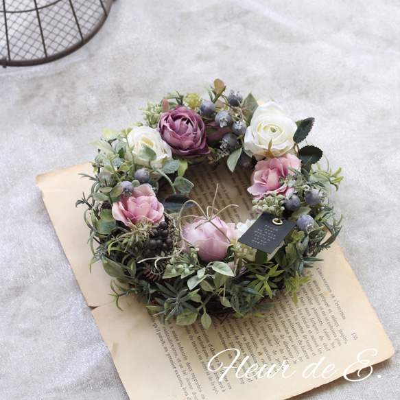 アーティフィシャルフラワー リース 20センチ リース Fleur de E