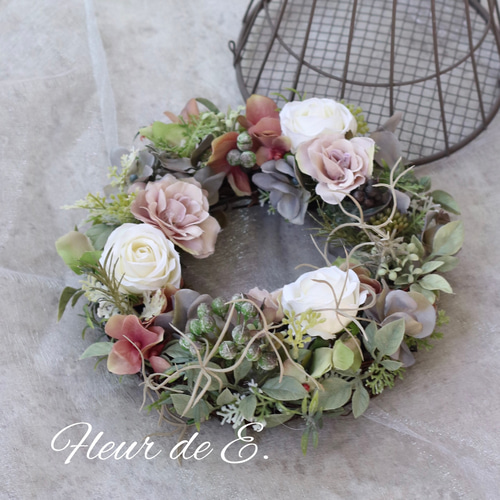 アーティフィシャルフラワー リース 20センチ リース Fleur de E