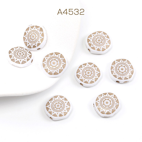 A4532  120個  アンティーク調アクリルビーズ 不規則コイン型 17.5×18mm  3X（40ヶ） 1枚目の画像