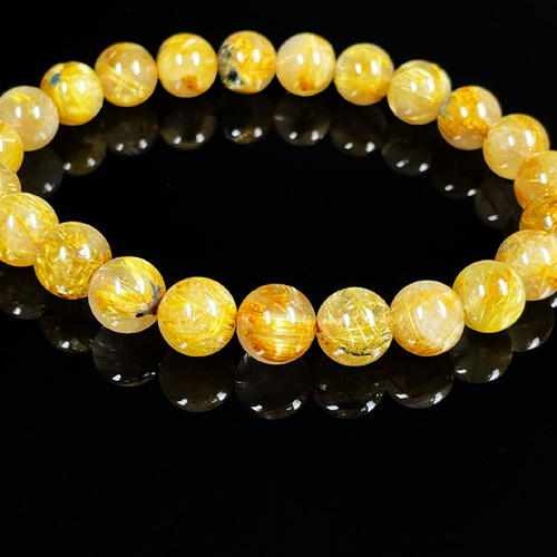 金運強 太陽放射ルチルブレスレット ヘマタイト ルチルクォーツ 2-9