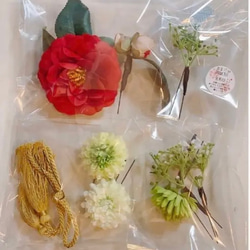 NEW✳︎紅椿とピンポンマム✳︎かすみ草の髪飾りセット成人式・結婚式・七五三に◎ 2枚目の画像