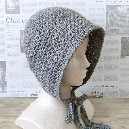 【さき】ボンネット ニット帽 ハンドメイド 編み物 ボンネット かぎ針 ハンドメイド 帽子 ニット帽・ビーニー The Moon