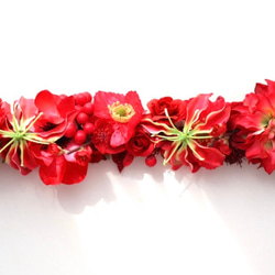 花冠　花かんむり　赤　還暦　還暦祝い　リース　ヘッドドレス　髪飾り　グロリオサ　ローズ　バラ　薔薇　 3枚目の画像