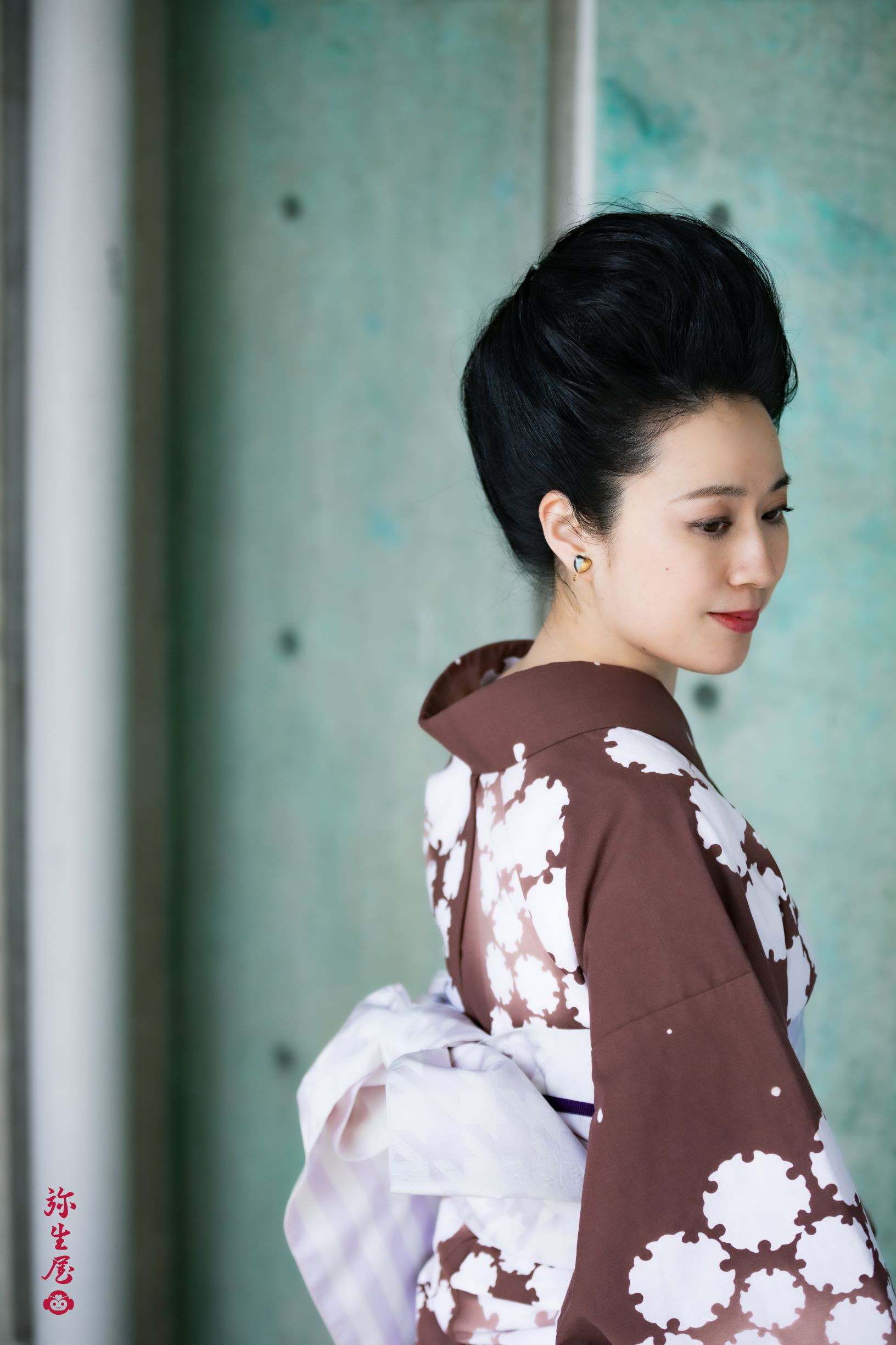 弥生屋 半幅帯 博多織 千鳥 × 横縞 ( 淡紅藤・長尺）