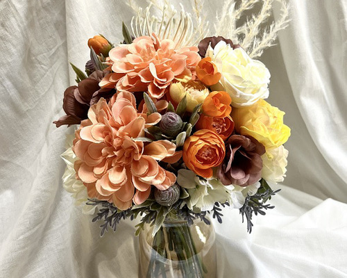 ウェディングブーケ　造花ブーケ　アーティフィシャルフラワー　カラフル　インテリア 秋色インテリアブーケ＊アーティフィシャルフラワー