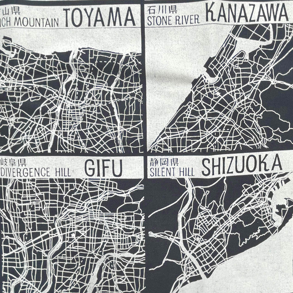 47都道府県キャピタルトートマップ厚手コットンLサイズ（ネイビー） 6枚目の画像