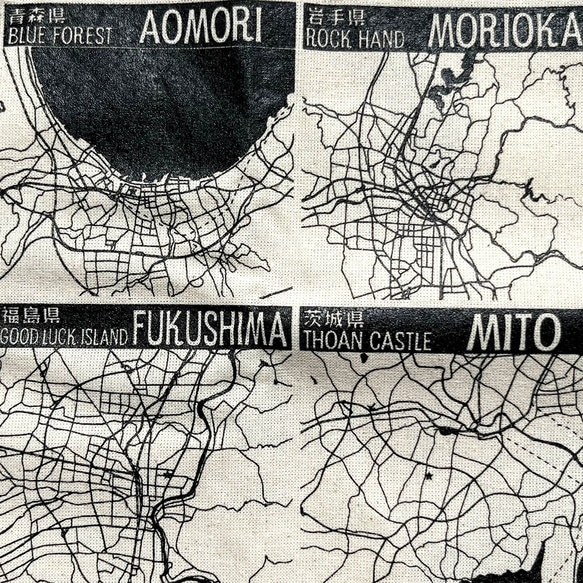 47都道府県キャピタルトートマップ厚手コットンLサイズ（ナチュラル） 5枚目の画像