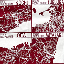 47都道府県キャピタルトートマップ厚手コットンLサイズ（ワインレッド） 8枚目の画像