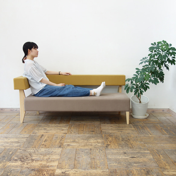 2.5s Border sofa-L (右)（NA×背:SA-135 OCHRE  座:SA-186 WALNUT) 2枚目の画像