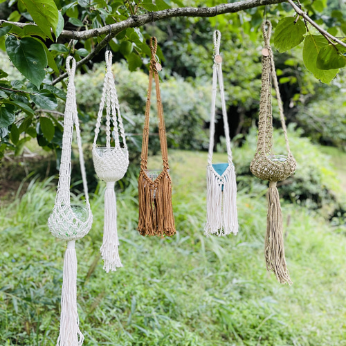 プラントハンガー マクラメ ライトブラウン その他インテリア雑貨