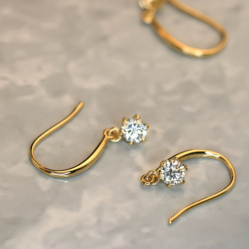 K18YG total0.10ct ダイヤモンドピアス K18 ダイヤピアス 0.38カラット