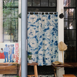 雨荷 手工紮染藍染純棉窗簾門簾 原創設計天然草木染訂製成品窗簾 第9張的照片