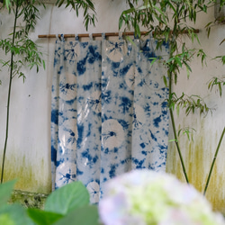 雨荷 手工紮染藍染純棉窗簾門簾 原創設計天然草木染訂製成品窗簾 第14張的照片