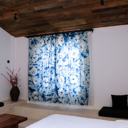 雨荷 手工紮染藍染純棉窗簾門簾 原創設計天然草木染訂製成品窗簾 第4張的照片