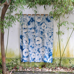 雨荷 手工紮染藍染純棉窗簾門簾 原創設計天然草木染訂製成品窗簾 第8張的照片