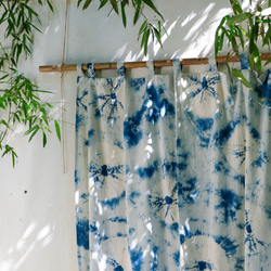 雨荷 手工紮染藍染純棉窗簾門簾 原創設計天然草木染訂製成品窗簾 第12張的照片