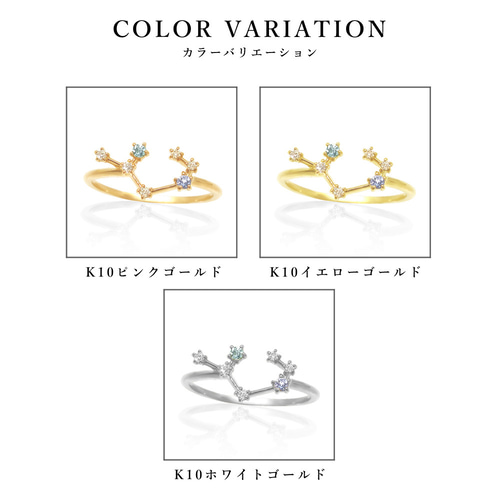 いて座 星座 リング 11月 ブルートパーズ & 12月 タンザナイト 誕生石