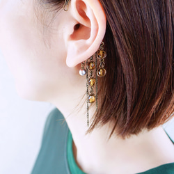 單耳耳鉤/金屬絲工藝：復古風格「疙瘩」金屬絲工藝耳機，秋葉圖案 第5張的照片