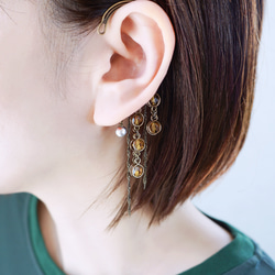 單耳耳鉤/金屬絲工藝：復古風格「疙瘩」金屬絲工藝耳機，秋葉圖案 第3張的照片