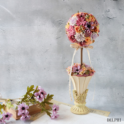 ロココ調フラワーアレンジメント ラグジュアリー ロココ・アレンジメント◇オーキッドピンク＆ベージュ:アーティ