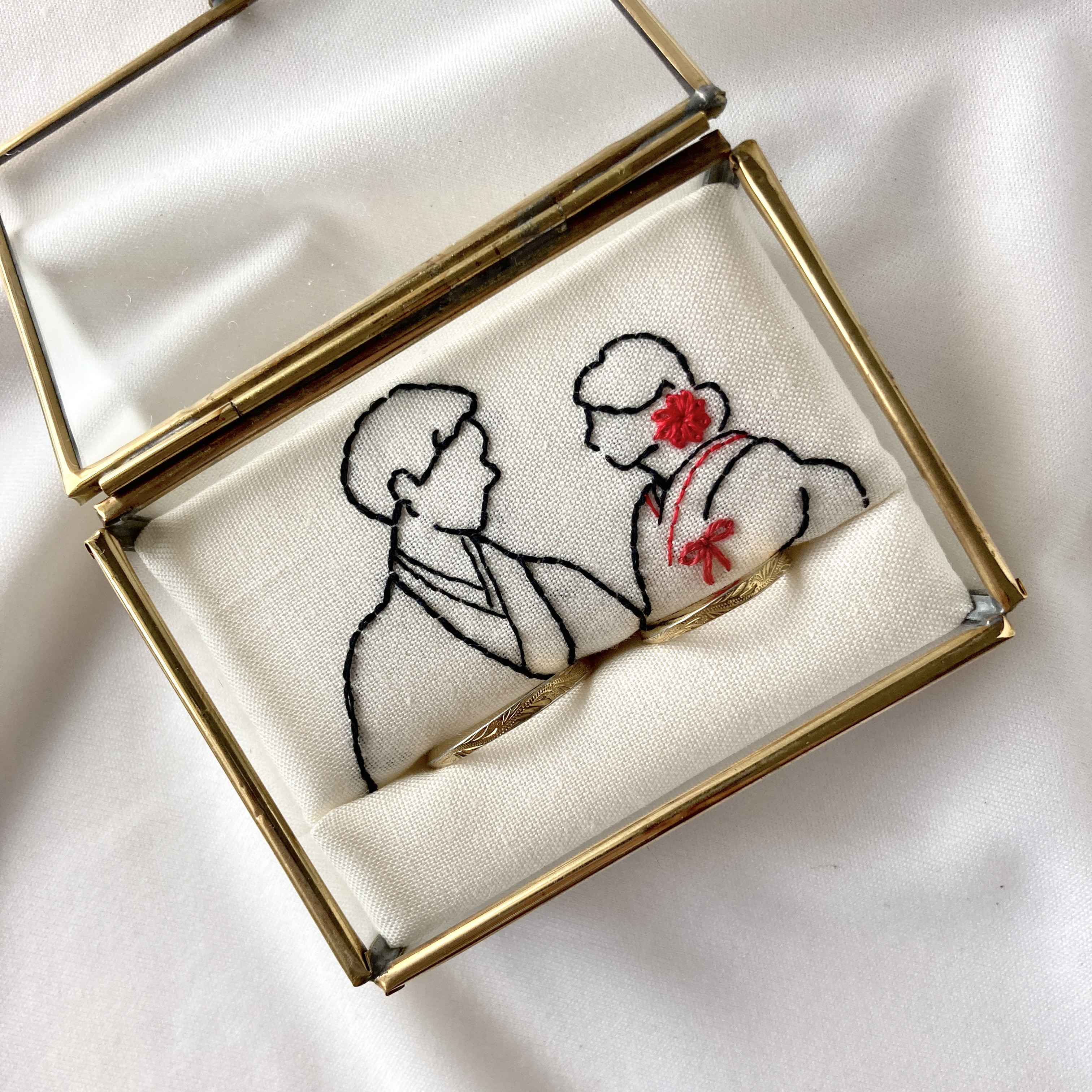 刺繍リングピロー No.067　見つめ合い