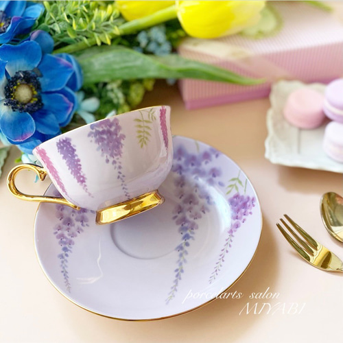 藤色♡藤の花の和柄ティーカップ ティーカップ MIYABI 通販 16505113