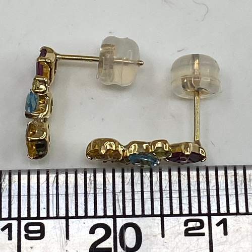 k18YG AU750 18金 天然マルチカラー ピアス 1ペア ピアス k18YG AU750 18金 天然マルチカラー ピアス 1ペア ピアス
