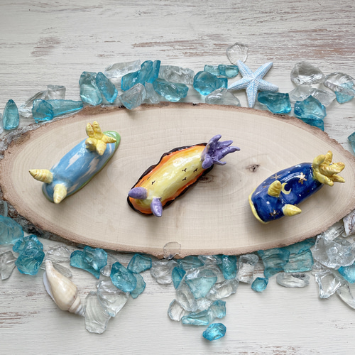 【1点物】空蝉魚【陶器/置物】 陶器のウミウシ 日常の空シリーズ/青空 夕空 夜空 夕日 夕焼け 星空