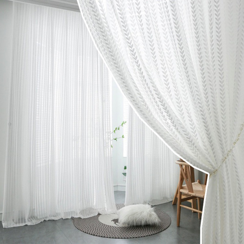 任意のサイズにカスタマイズ可能】白いカーテン、レースガーゼ、白小葉