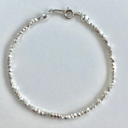 ＼半額SALE／ カレンシルバー多角形ビーズシンプルブレスレット 長さは アクセサリー