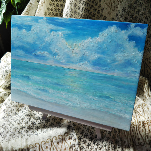 夏の水辺 ハンドメイドパステル画 絵画アート原画 夏の水辺