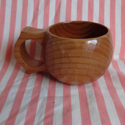 美品】良岳氏作 木製コーヒーカップ けやき・花梨（2脚セット） 美品】良岳