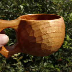 どっしりケヤキの一木彫りコーヒーカップ. マグカップ 良岳 通販