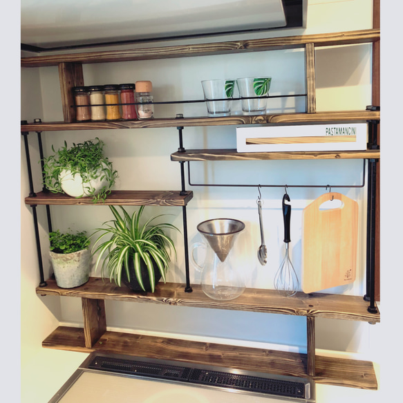 地震でもない突っ張れるキッチンラックCentral☆☆窓枠インテリア☆ 新作☆キッチンラックCentral☆木目強調☆窓枠インテリア☆ その他調味