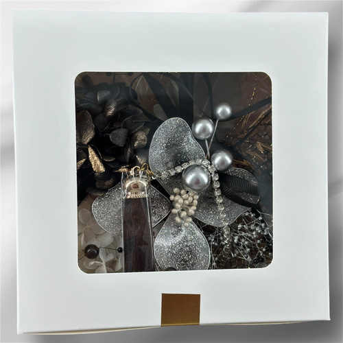 ディップアート 髪飾り 成人式 卒業式 結婚式 白 黒 ゴールド シルバー