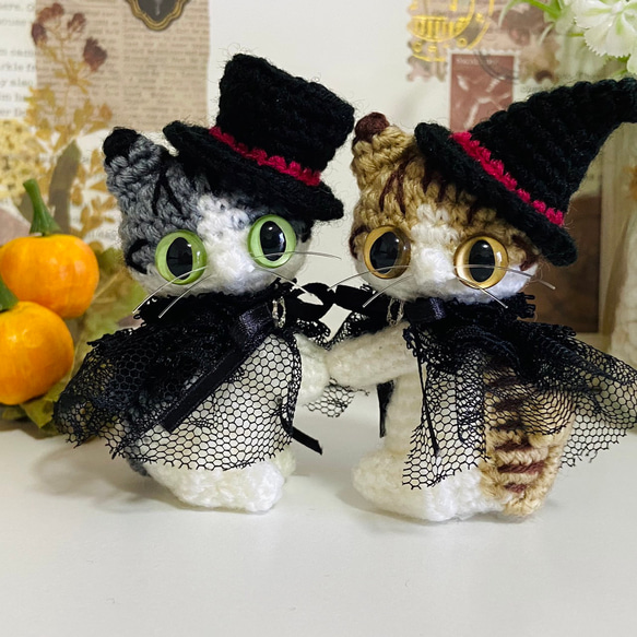 ハロウィン茶トラ猫の魔女♡あみぐるみ☆受注製作品 6枚目の画像