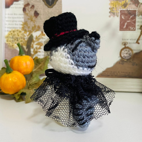 ハロウィングレートラ猫の吸血鬼♡あみぐるみ☆受注製作品