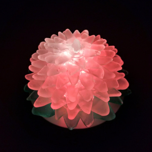 海灯花】シーグラスのお花のランプシェード ホワイト×グリーン