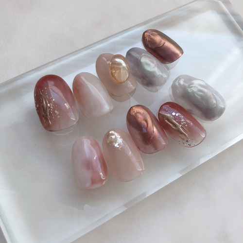 ネイルチップ️×brownニュアンス ネイルチップ（つけ爪