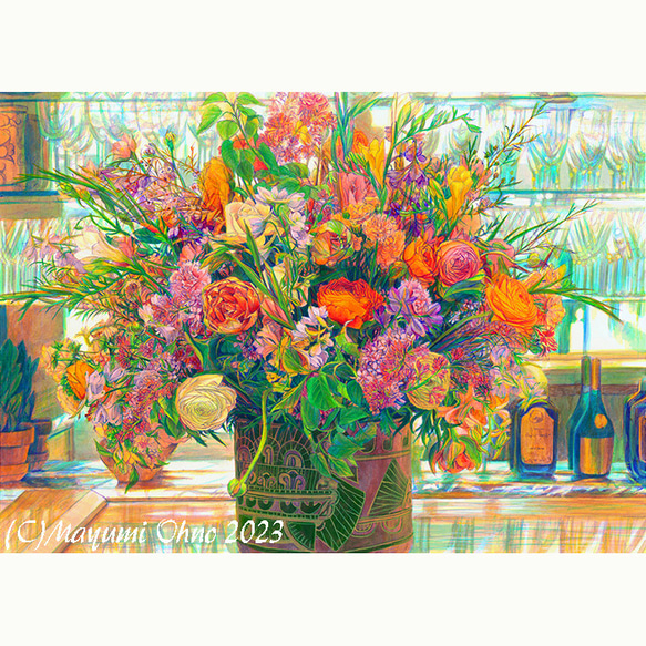 【美品】お花の絵画 額装絵画☆フランスのホテルにあった花☆花の絵 フラワー