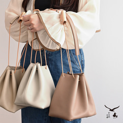 送料無料 本革 巾着バッグ 【 シュリンクレザー 】 レザー 姫路