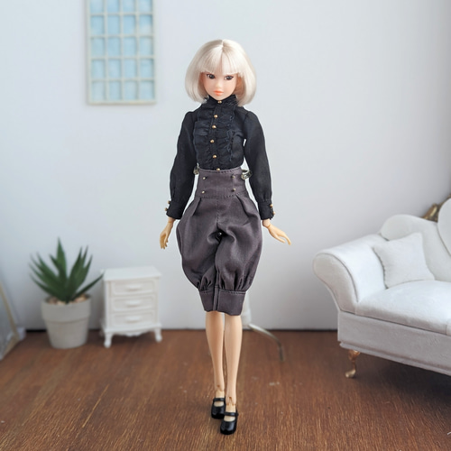 673※単品※白のふんわりかぼちゃパンツ※ブライスアウトフィット※1/6ドール服