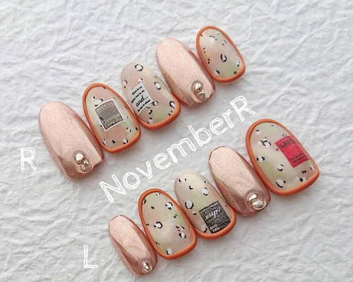 つけ爪 LA687☆囲みカモフラ×ミラーネイルチップ ネイルチップ（つけ爪