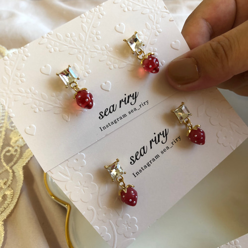 seariry no.567 sale 1点のみ 大人気 いちごピアス ビジュー Bijoux 