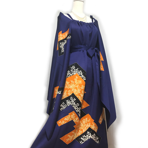 A88訪問着リメイクワンピース☆ボレロ・ブローチ