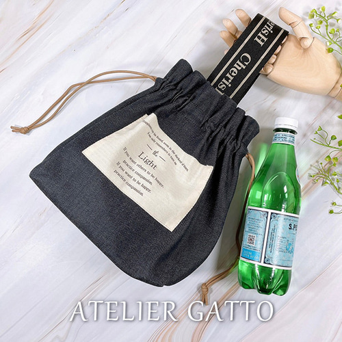 巾着型ワンハンドルバッグ【デニム】 巾着バッグ ATELIER GATTO