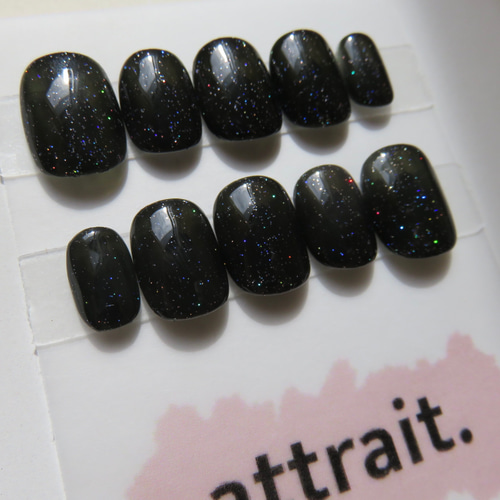 006》ブラック オーロラ ラメ キラキラ シンプル 宇宙 ネイルチップ