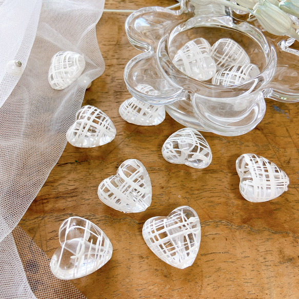 2pcs】ぷっくりハート型 アクリルパーツ 約18×18mm 絵付け クリア  